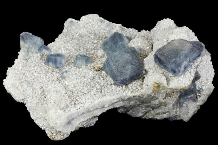 Multicolored Cubic Fluorite Crystals on Quartz - China #149753